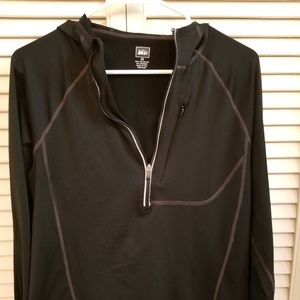 REI half zip lightweight hooded long sleeve tee